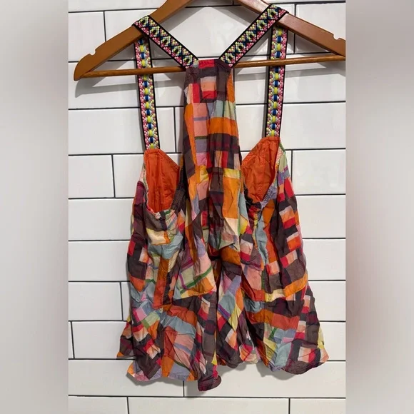 Anthropologie Pilcro Abstract patchwork print Peplum Tank M - Picture 10 of 10